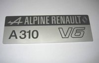Typenschild Alpine A310 V6  